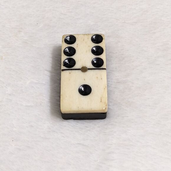 Antique Bone & Ebony w/ Brass Tac Domino Brooche - Picture 2 of 9